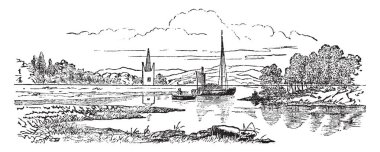 Yatay çizgi eğim ve yatay doğrunun denklemi gibi dinleyici notları, vintage çizgi çizme veya oyma illüstrasyon yapmak için ekranda göründüğü gibi.