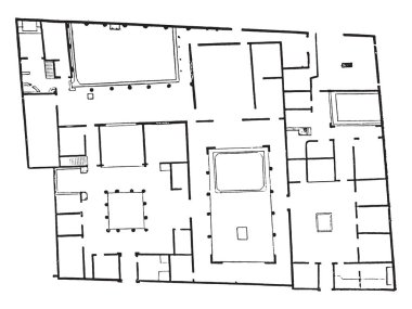 Quaestor House, vintage illüstrasyon kazınmış. Antik antika aile-1881, özel hayatı