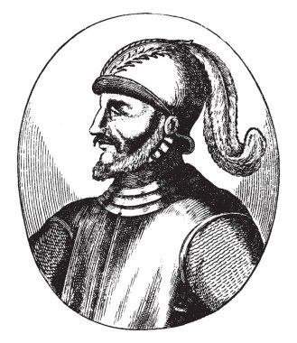 Gonzalo de Sandoval, 1497-1528, o bir İspanyol fatihi, vintage çizgi çizme veya oyma illüstrasyon yapıldı.