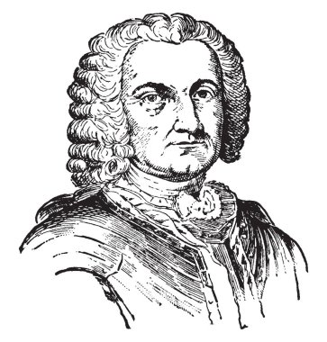 Sieur de Bienville, 1680-1767, o bir sömürge ve Louisiana, vintage çizgi çizme veya oyma illüstrasyon Fransız Valisi oldu