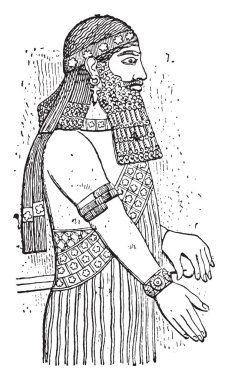 Asur, vintage oyulmuş illüstrasyon