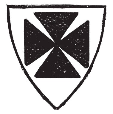 Çapraz pate ücret, vintage çizgi çizme veya oyma illüstrasyon pate çapraz.