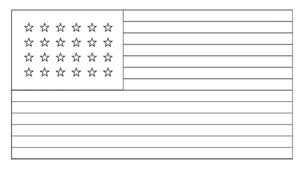 スター アメリカ合衆国国旗 1822 この白い色のフラグは 上部左隅とフラグ ビンテージの線画の内側に水平の黒い線やイラストを彫刻 — ストックベクタ