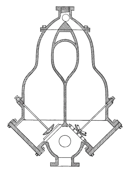 Esta Ilustração Representa Função Trabalho Pulsometer Steam Engine Desenho Linha — Vetor de Stock