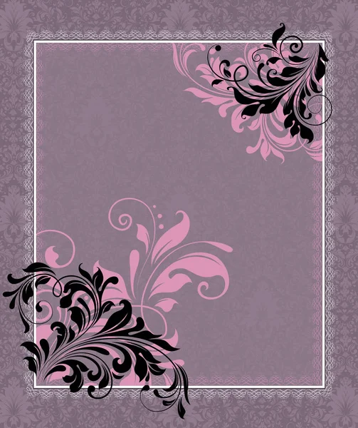 Vintage Uitnodigingskaart Met Sierlijke Elegante Retro Abstract Floral Design Zwarte — Stockvector