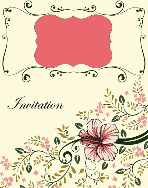 Ilustración Vectorial Plantilla Invitación Con Elementos Florales — Vector de stock