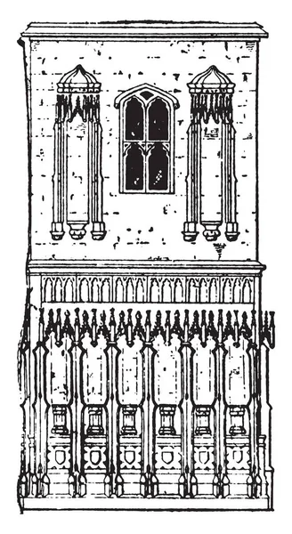 Baldacchino Proietta Stampaggio Circonda Gli Archi Teste Nicchie Gotiche Linea — Vettoriale Stock