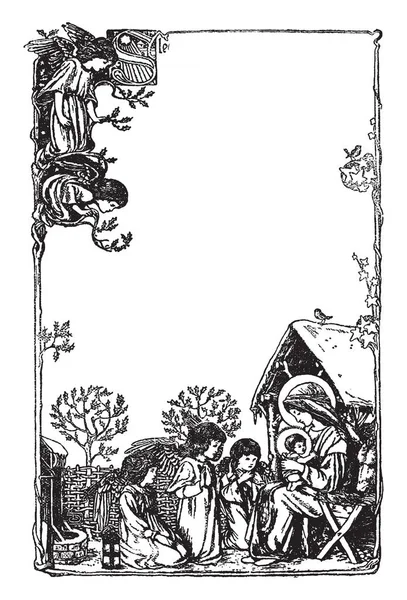 英文插图杂志是由英国艺术家路易戴维斯 复古线条画或雕刻插图创建 — 图库矢量图片