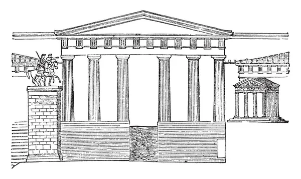 Propylea Restaurado Templo Nike Apteros Pedestal Agrippa Camino Que Conduce — Vector de stock
