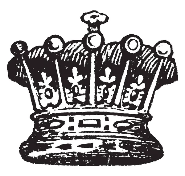 Граф Короне Тиары Корона Полностью Окружает Голову Рисунок Винтажной Линии — стоковый вектор