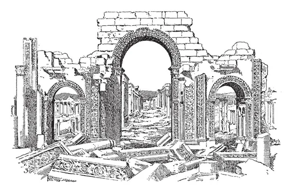 Ruines Palmyre Qui Est Une Ancienne Ville Située Cœur Désert — Image vectorielle