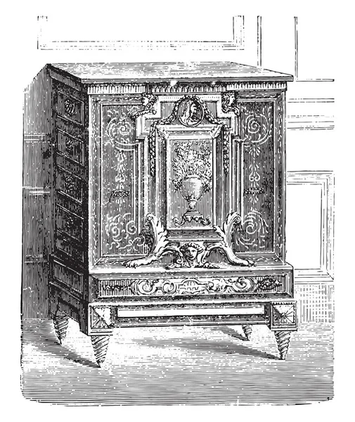家具は乳房高象嵌黒檀 チャールズ ブール ルーブル ビンテージの刻まれた図です 産業百科事典 1875 — ストックベクタ