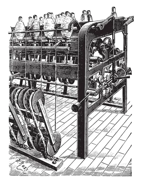 Tárcsás Spinners Vintage Vésett Illusztráció Ipari Enciklopédia Lami 1875 — Stock Vector