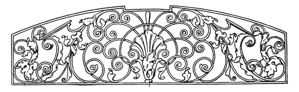 錬鉄製グリル パネルは後半ドイツのルネッサンス デザイン フィリンゲン ビンテージの線描画や彫刻の市庁舎にあります — ストックベクタ