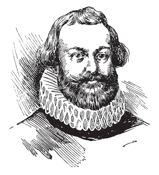 Miles Standish 1584 1656 Fue Oficial Militar Inglés Trazado Líneas — Vector de stock
