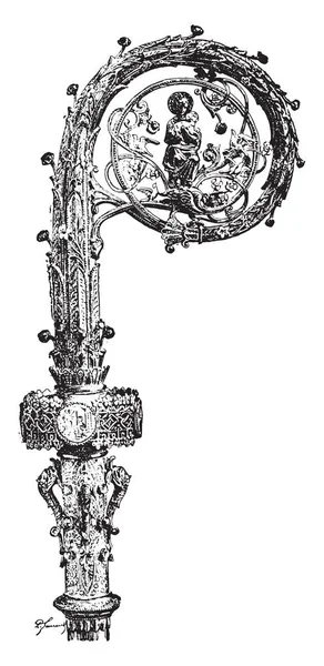 Abbey Crosier Executado Por Armand Caillat Ilustração Gravada Vintage Enciclopédia — Vetor de Stock