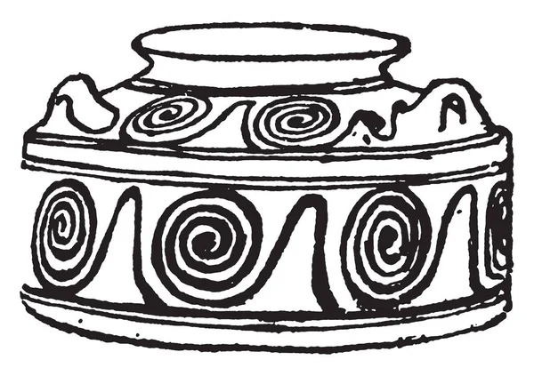 Decoração Micênica Tem Ornamento Espiral Desenho Linha Vintage Gravura Ilustração — Vetor de Stock