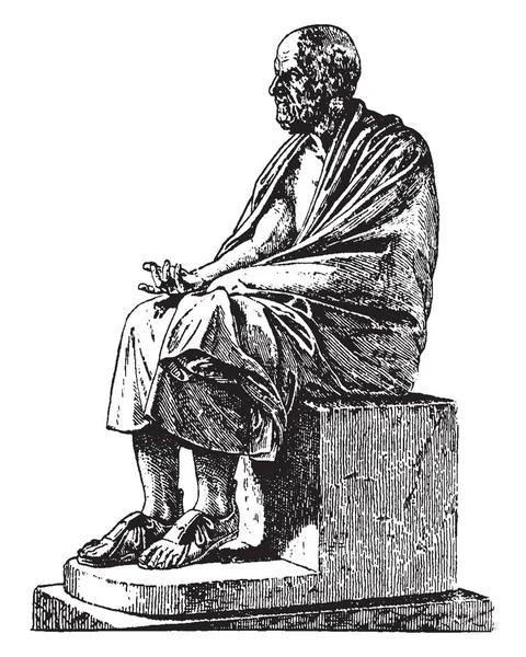クリュシッポス 彼はストイックなギリシャ語哲学者 ビンテージの線描画や彫刻イラストのスケッチ — ストックベクタ