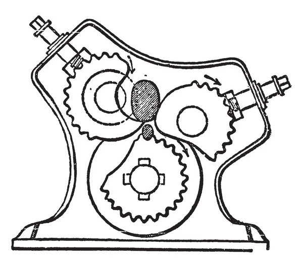 Deze Afbeelding Vertegenwoordigt Revolving Squeezer Vintage Lijntekening Gravure Illustratie — Stockvector