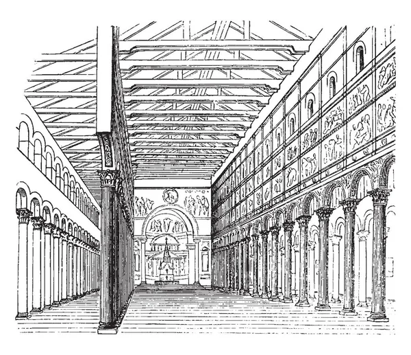パオロ イタリア語建物および記念碑 ローマ建築のビンテージ線描画や彫刻イラスト聖堂 — ストックベクタ