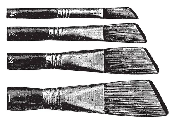 Die Borstenpinsel Des Künstlers Sind Der Regel Flach Entweder Mit — Stockvektor