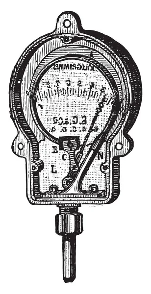 Manometer Bourdon Metal Ring Vintage Engraved Illustration Industrial Encyclopedia Lami — Stock Vector
