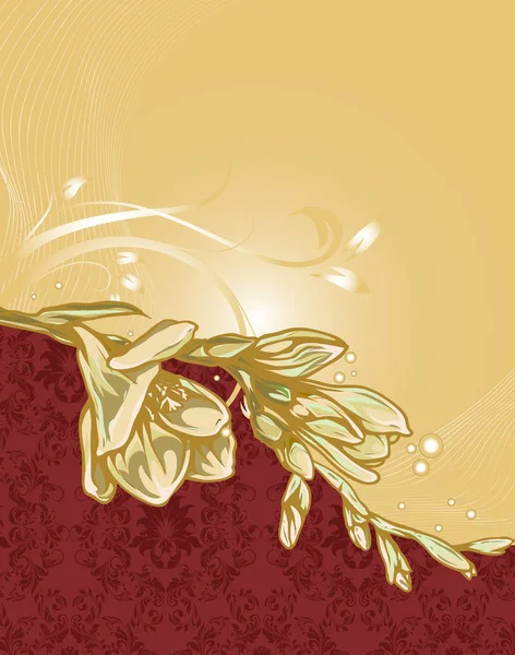 Вінтажна Листівка Запрошення Витонченим Ретро Абстрактним Квітковим Дизайном Помаранчевими Коричневими — стоковий вектор