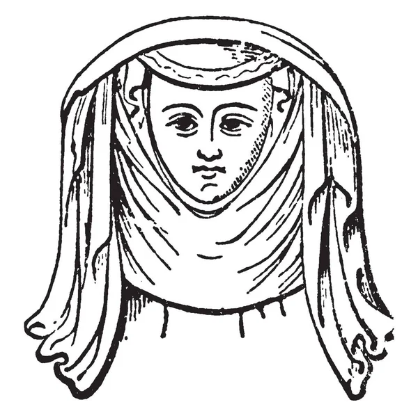 Robe Tête Effigie Comtesse Lancaster Dessin Ligne Vintage Gravure Illustration — Image vectorielle