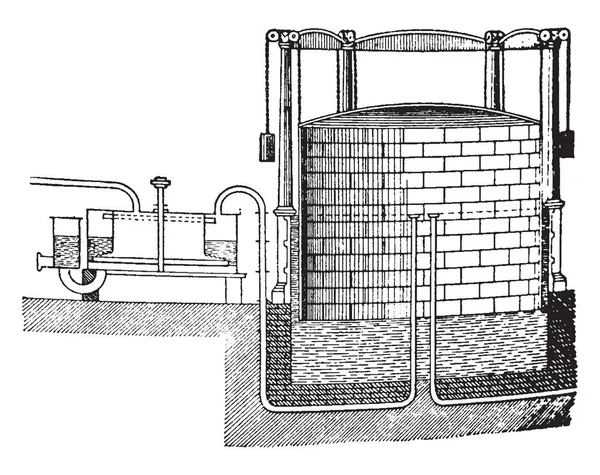 Gasómetro Tipo Soporte Gas Utilizado Para Suministrar Gases Través Varias — Archivo Imágenes Vectoriales