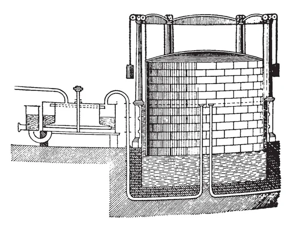 Een Gasometer Een Soort Gashouder Gebruikt Voor Het Leveren Van — Stockvector