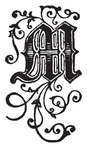Декоративна Літера Вінтажний Малюнок Лінії Або Гравюрна Ілюстрація — стоковий вектор