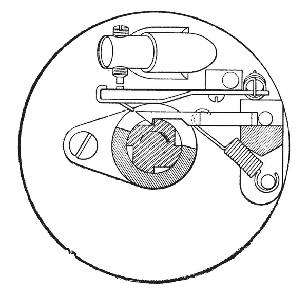 Interrupter Device Automatically Breaks Electric Circuit Fault Develops Vintage Line — Stock Vector