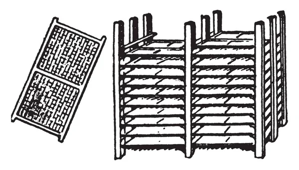 Esta Ilustração Mostra Quadro Secagem Rack Secagem Usado Fabricação Cola — Vetor de Stock