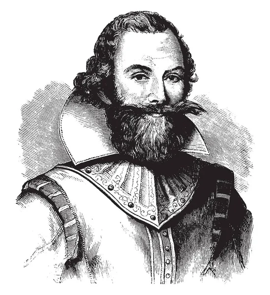 ジョン スミス船長 1580 1631 彼はだった英語兵士 エクスプ ローラー および著者のビンテージ線描画や彫刻イラスト — ストックベクタ