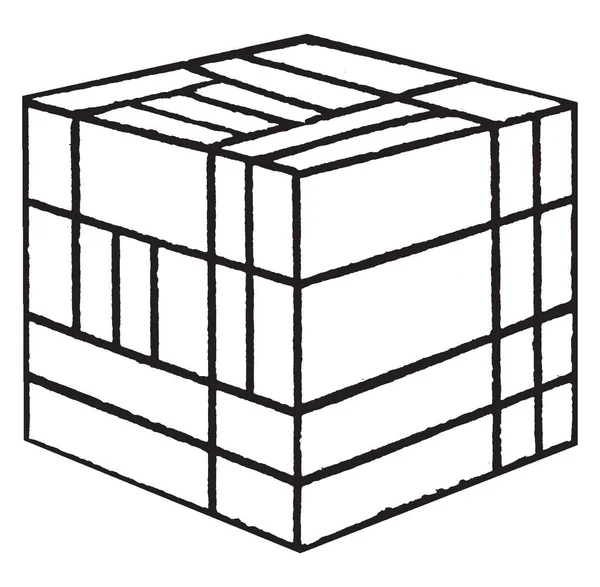 福禄的分立方体或福禄的分裂鼓励创造力 更小的形状 更困难 复古线条画或雕刻插图 — 图库矢量图片