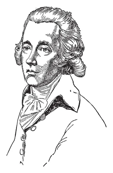 1759 1806 岁的威廉 皮特是一位著名的英国保守党政治家和英国首相 复古线条画或雕刻插图 — 图库矢量图片