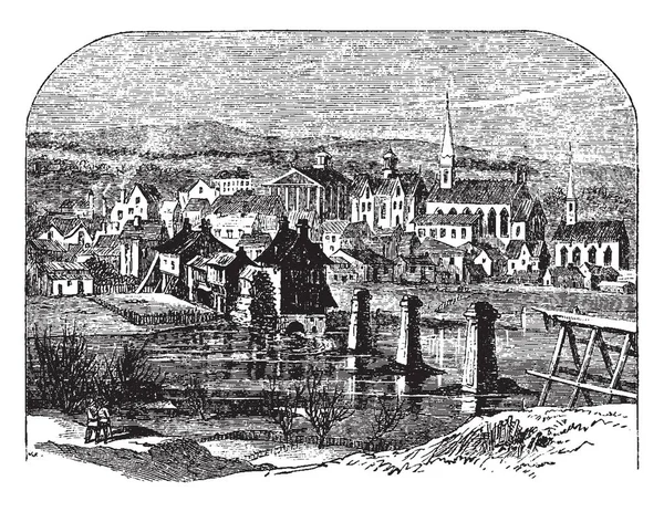 Immagine Mostra Case Della Città Fredericksburg Situate Vicino Dove Fiume — Vettoriale Stock