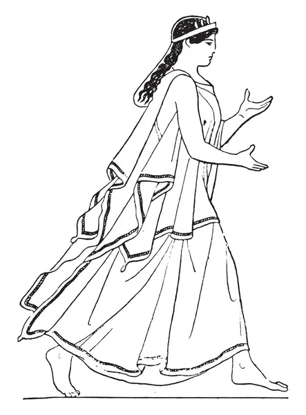 バンド ビンテージの刻まれた図と接されるドレス — ストックベクタ