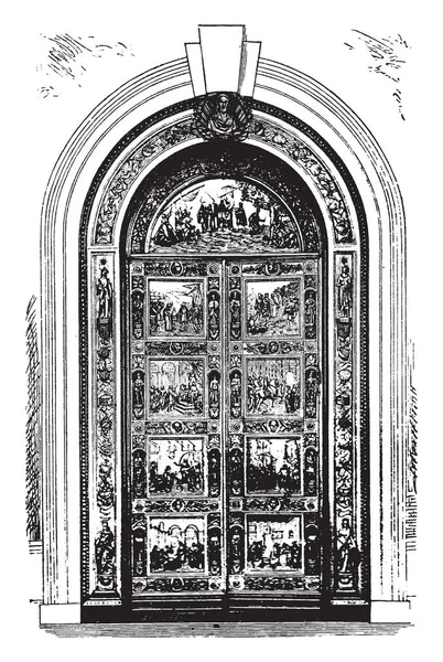 Capitol Drzwi Wschodniej Przodu Wejście Drzwi Ramy Sprzętu Vintage Rysowania — Wektor stockowy