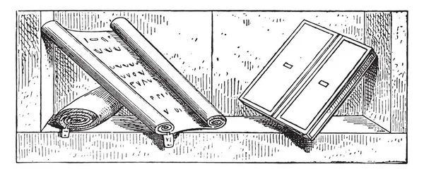 Kağıt Yazma Tablet Vintage Illüstrasyon Kazınmış — Stok Vektör