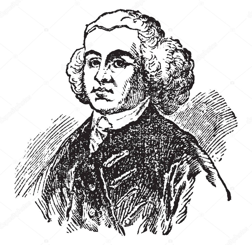 John Adams, 1735-1826, he was the first Vice President of United States from 1789 to 1797 and the second president of the United States from 1797 to 1801, vintage line drawing or engraving illustration