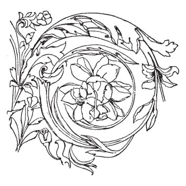 Bir mermer büyük tasarım, vintage çizgi çizme veya oyma illüstrasyon Roma bir süs olduğunu.