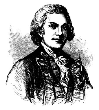 Kaptan Silas Talbot, 1751-1813, o bir orduya ve continental Amerikan Devrimi, vintage çizgi çizme veya oyma illüstrasyon sırasında donanma subayı