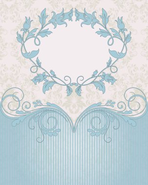 Mavi çiçek kartı. Vektör çizim