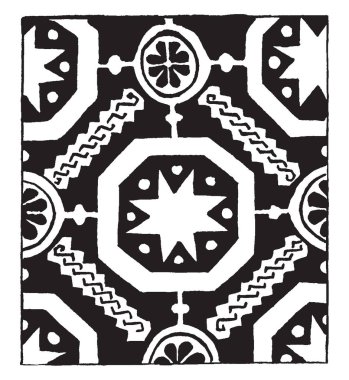 Örgü 13th century tasarım Ayrıca 14.yüzyılda dokuma tasarımı ise, bağlı yıldız ve çiçek desenleri, vintage çizgi çizme veya oyma illüstrasyon oluşur.