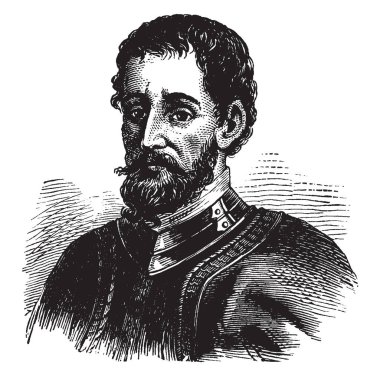 Ferdinand de Soto, o bir İspanyol kaşif ve fatih, çizim veya şekil oyma vintage çizgi oldu