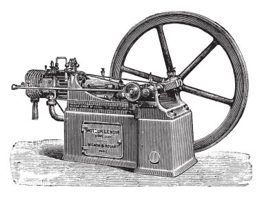 Lenoir engine, new type, vintage engraved illustration. Industrial encyclopedia E.-O. Lami - 1875 clipart