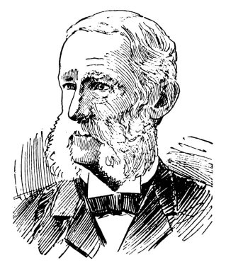 John W. Foster, 1836-1917, o bir Amerikalı diplomat, askeri memur, avukat ve gazeteci, vintage çizgi çizme veya oyma illüstrasyon yapıldı.