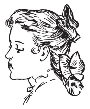 Bu resim, çizim için vintage veya oyma resimde sol arıyorum kız yüz.