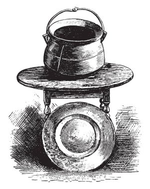 Pot ve tabağı, Myles bir İngiliz askeri subay, vintage çizgi çizme veya oyma illüstrasyon kimdi Standish.